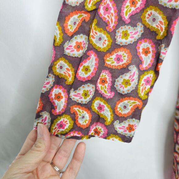 Boden Pink & White Paisley Tunic Swimsuit Cover up Women's size 6 Striped Hem - Picture 6 of 8